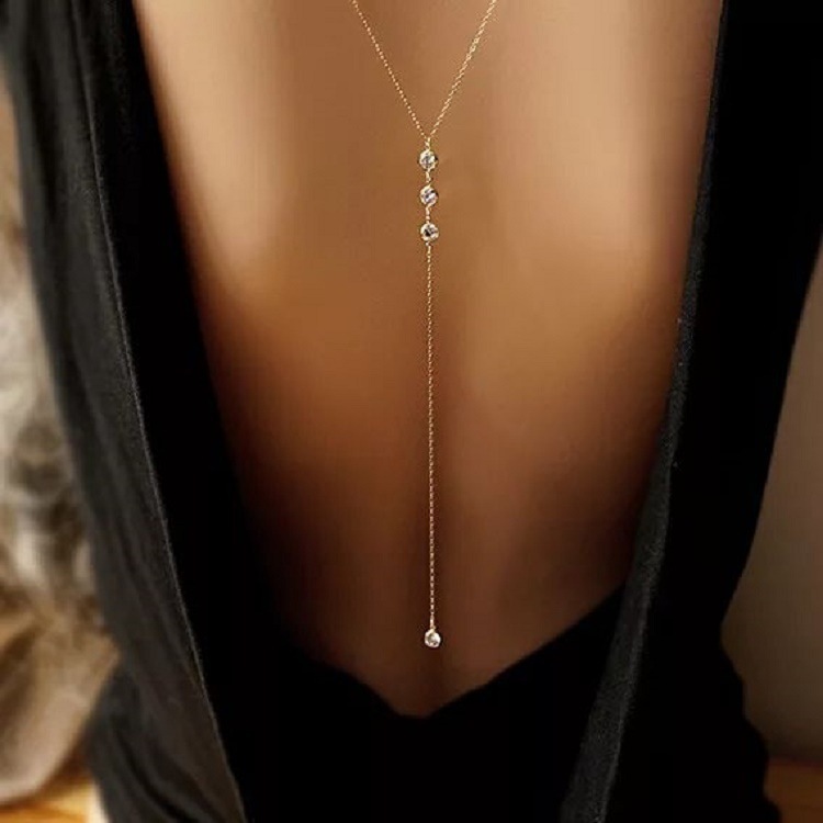 Body Jewelry For You - Nieuwe Strass Sexy vrouwen Terug Ketting